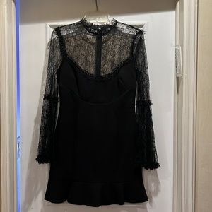 Nicholas black lace long sleeve mini dress